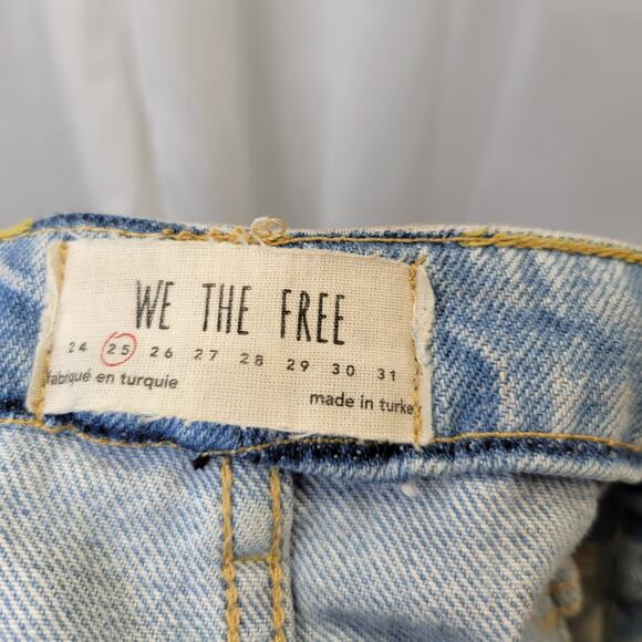 We the Free Light wash Distressed A-line Micro Denim Skirt Button Fly, 25 - Picture 7 of 9
